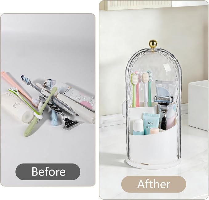 Toothbrush Holder with Cover for Bathroom Countertop, Toothpaste, Self Draining - Image 6