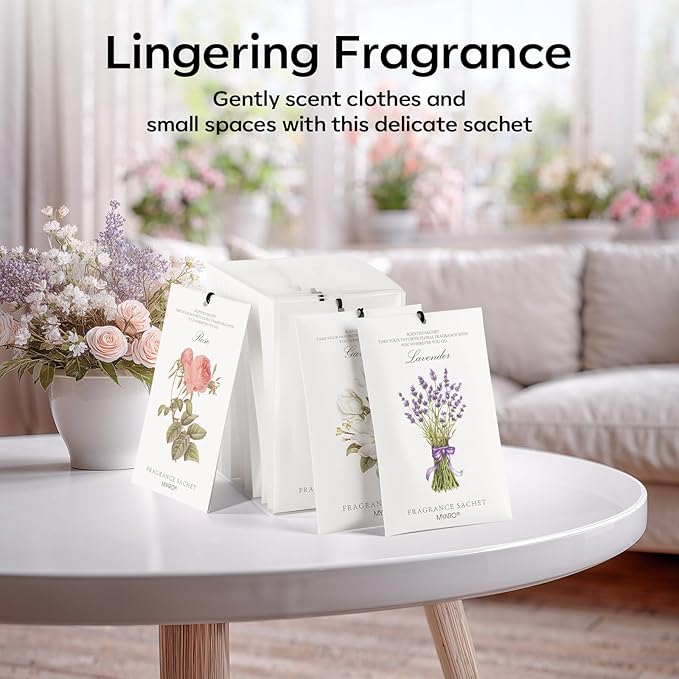 MYARO 12 Pack Assorted Floral Scented Sachets, Closet Deodorizer Freshener - Image 5