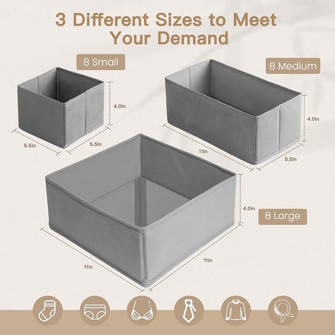 Drawer Organizer Clothes, 24 Pack Dresser Organizer - Image 2
