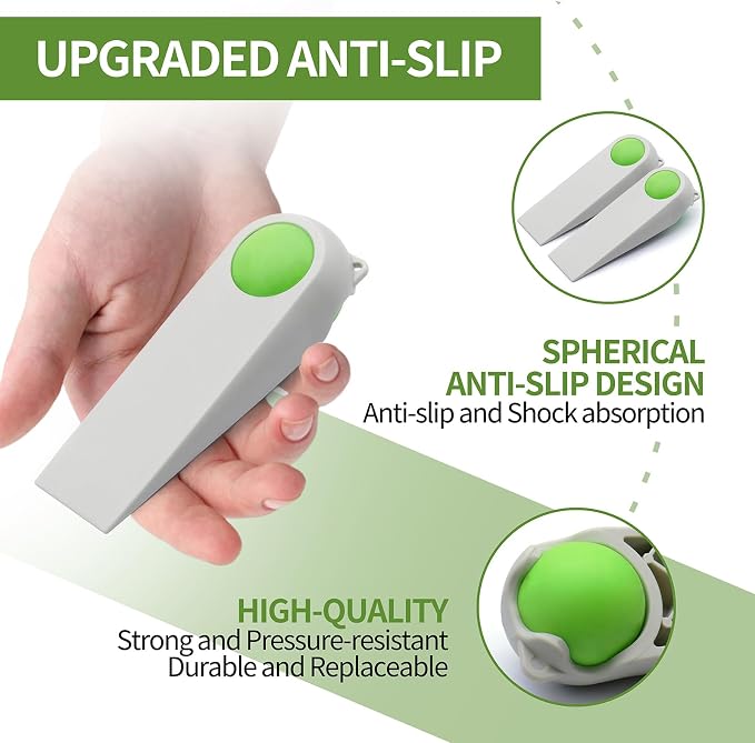 Door Stoppers for Bottom of Door, 2-Combo Pack Beige and Green | Magic Ball - Image 5