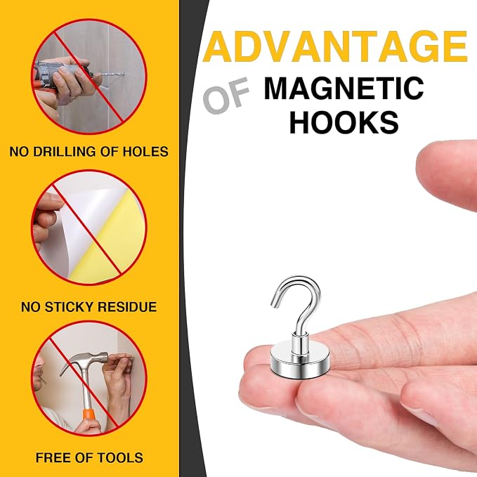 DIYMAG Magnetic Hooks 15pcs 30lbs Cruise Essentials 2026 Magnet Hook - Image 3