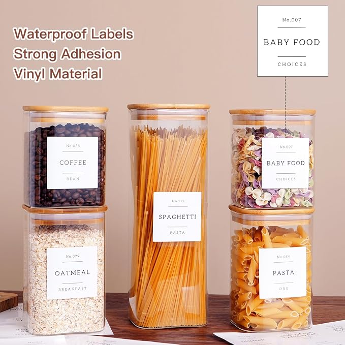 CZZGSM 5 Pack Square Glass Pantry Storage Containers - Image 3
