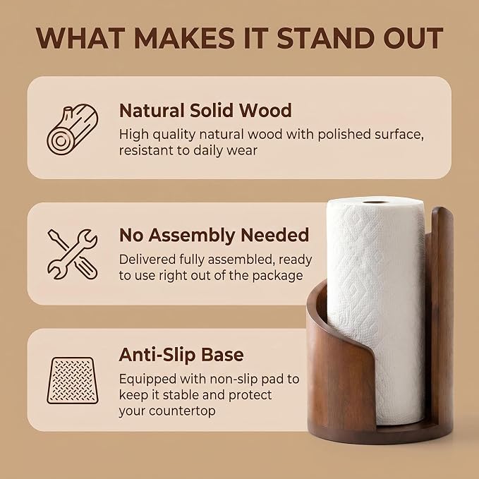 Wooden Paper Towel Holder, for Jumbo Rolls - Image 8