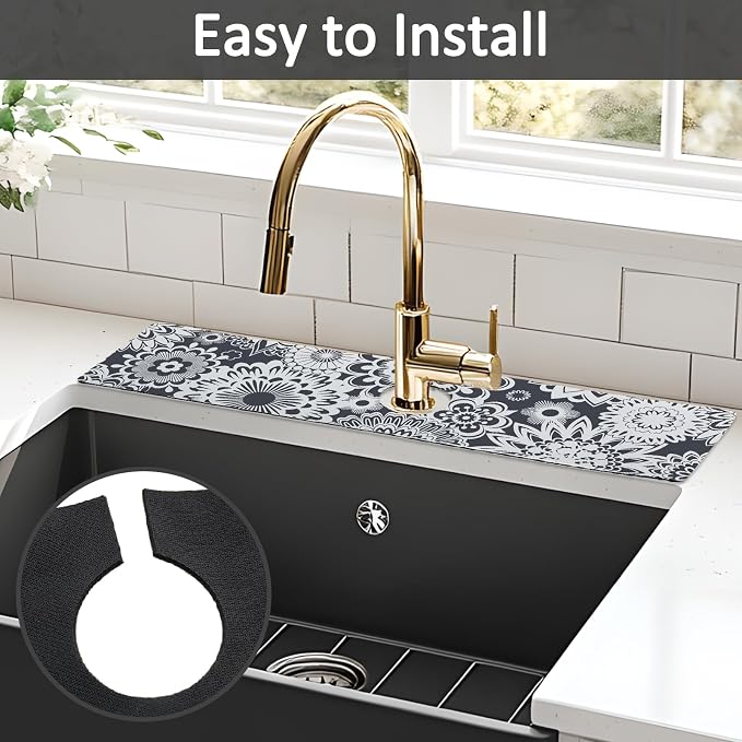 24" X 5.5" Kitchen Sink Splash Guard Faucet Mat Mandala Super Absorbent Fast - Image 5