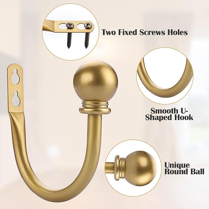 Sumnacon Curtain Holdbacks 2 Pcs Wall Mounted Curtain Tiebacks - Image 4