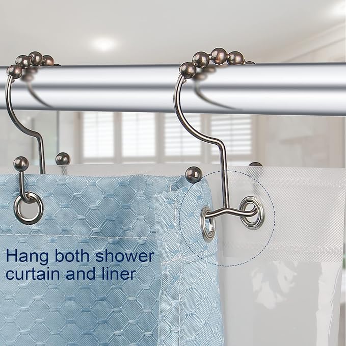 Gidse Shower Curtain Hooks, Sturdy Stainless Steel Double Sided Shower Hooks - Image 4