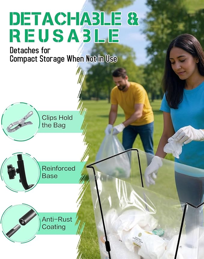 2 Pack Heavy Duty Metal Trash Bag Holder Stand - Image 5
