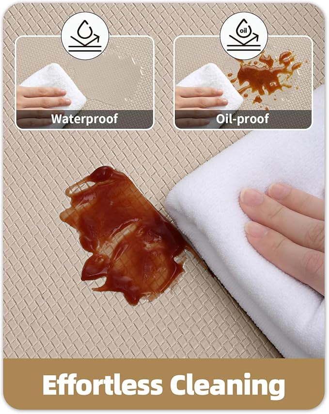 Color&Geometry Anti Fatigue Cushion Kitchen Mat for Floor - 17"x79",Long,Easy Clean, Water & Oil Proof, Anti Slip, Foam Rubber Runner Rug for Front Sink Comfort Standing,Dark Beige