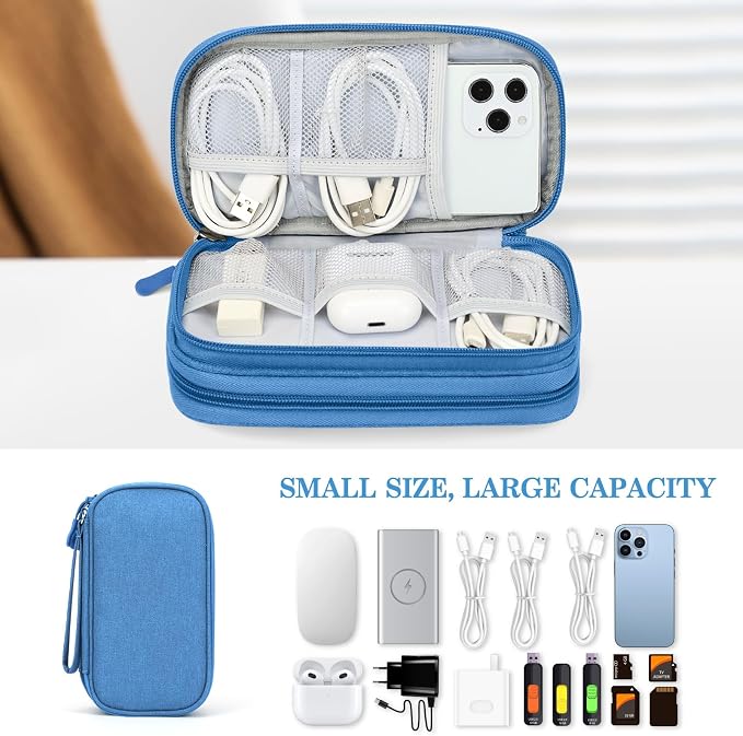 FYY Electronic Organizer, Travel Tech Pouch Bag, Cable Organizer Cyan | Wrist - Image 6