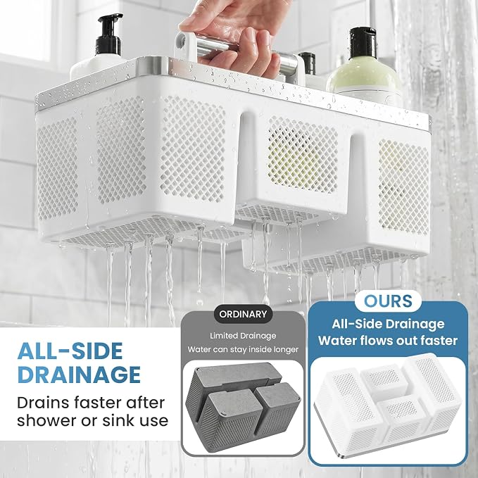 BYUNER 2Pack Plastic Shower Caddy: Portable Shower & Bathroom Caddy Tote - Image 3