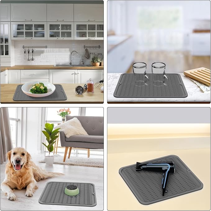 ZLR 4-in-1 Silicone Mat: Air Fryer & Coffee Maker, Dark Gray | Dish Drying Mat - Image 9