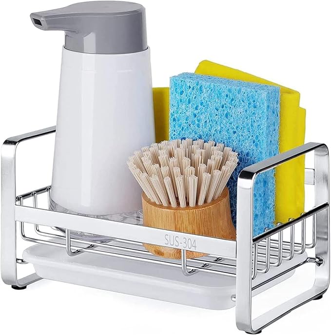 HULISEN Kitchen Sponge Holder, 304 Stainless Steel Sink Caddy by HULISEN