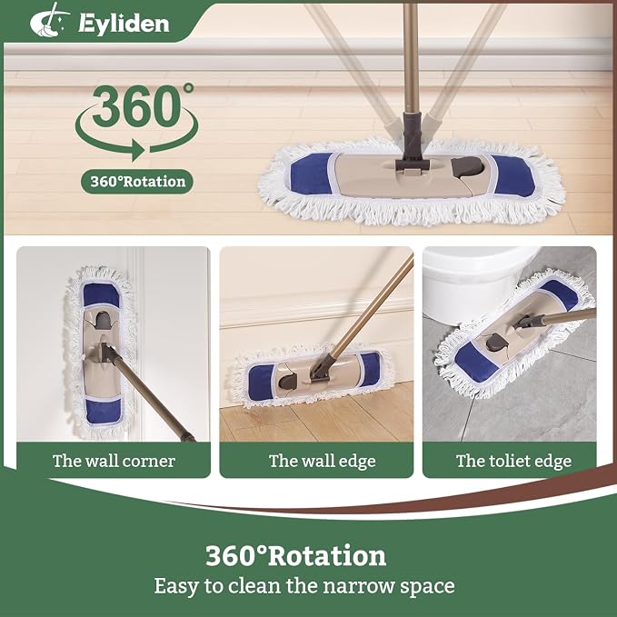 Eyliden Dust Mop, 2 Microfiber Pads, Home Commercial Cleaning, Quick Swap - Image 2
