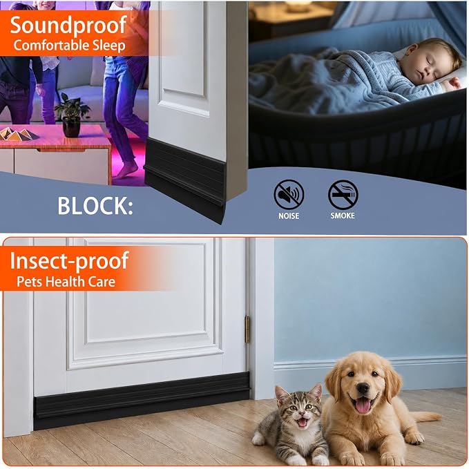 2Pc Total 72" Hard Door Draft Stopper, Door Sweep - Image 6