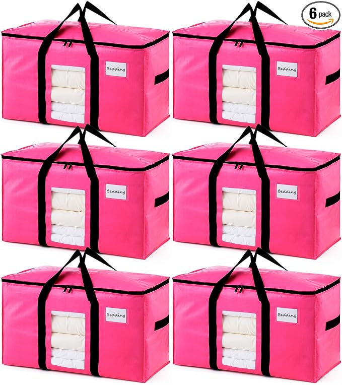 TAILI 6 Pack Pink Extra Large Moving Bags, Storage Bags by TAILI