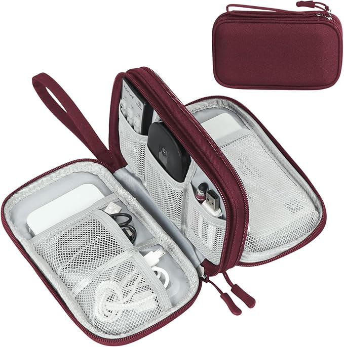 FYY Electronic Organizer, Travel Tech Pouch Bag, Cable Organizer Wine Red | by FYY