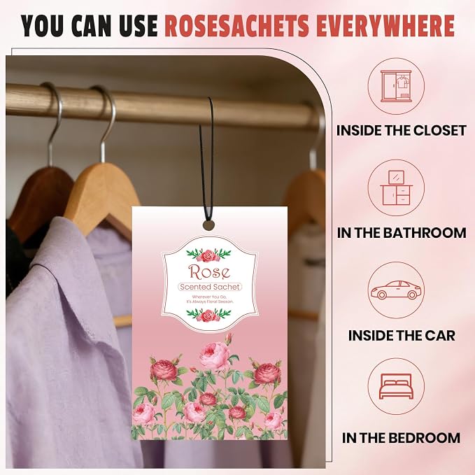 FURWEY 16 Packs Rose Scented Sachets, Long Lasting Sachet Bag - Image 5