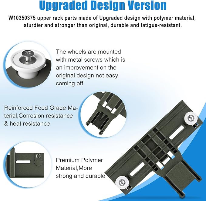 (12 Packs) Upgraded W10350375 Dishwasher Upper Rack Parts&W10320664/5 Dishwasher Adjuster Housing for Whirlpool Dishwasher Parts WDT730PAHZ0,For Kenmore Whirlpool Dishwasher WDT750SAHZ0 WDTA50SAHZ0