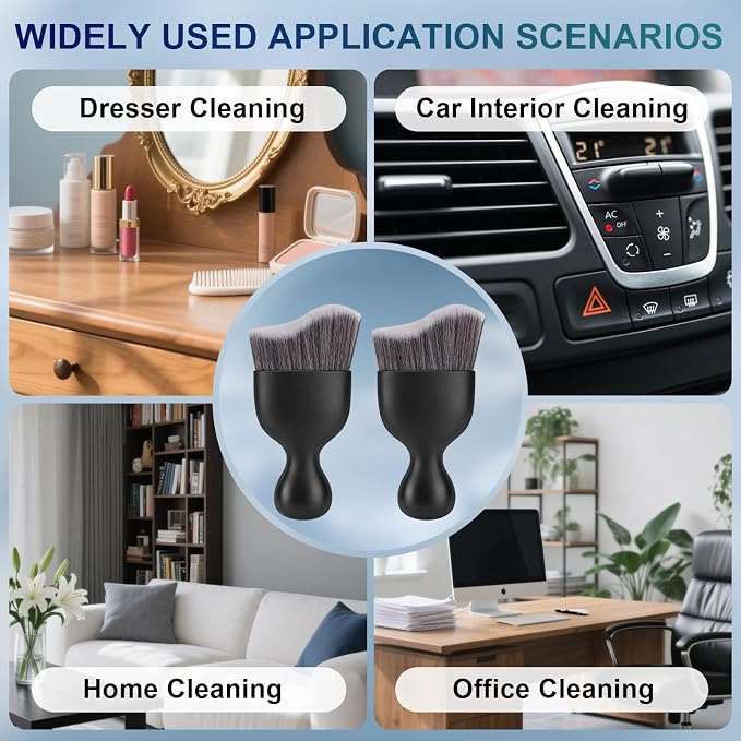 Amrules 2 Pcs Car Interior Detailing Brush Cleaning Tools, Dark Gray | Soft - Image 7