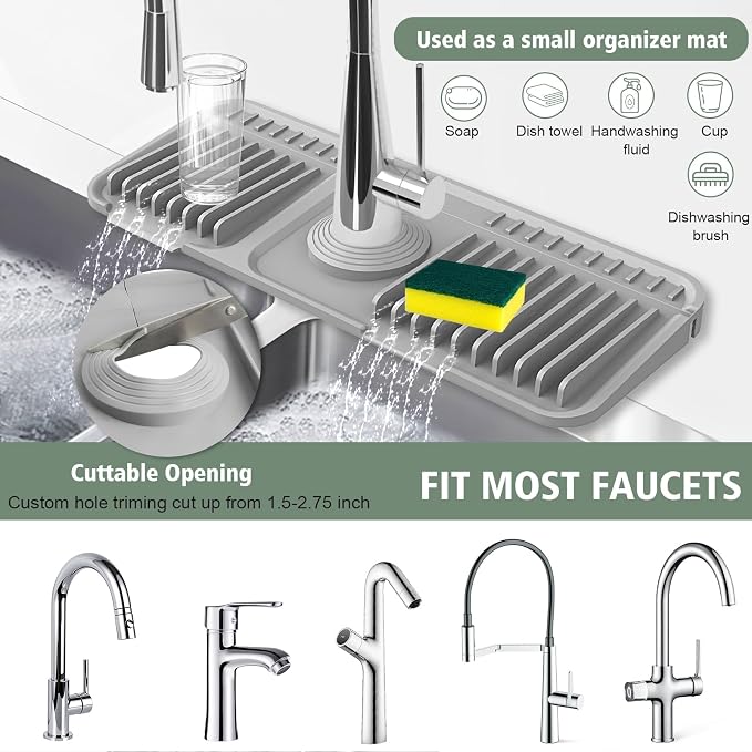 14.6-Inch Kitchen Sink Splash Guard Mat | 7° Slope - Image 6