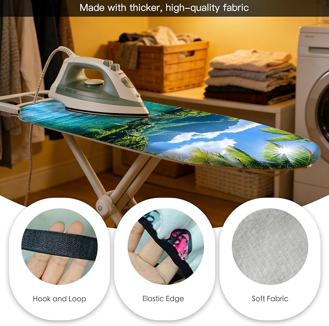 Nuxovilar Tropical Palm Cotton Ironing Board Cover 15x54 Fabric - Image 5