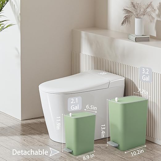 Small Bathroom Trash Can with Lid, 2.1 Gallon Slim Step Trash Can, Narrow - Image 2