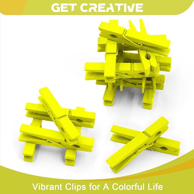 100 Pcs Yellow Clothes pins - Image 5