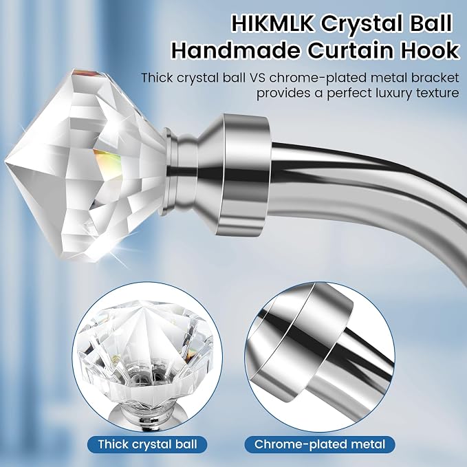 HIKMLK Crystal Curtain Holdbacks 2pcs, Metal Curtain Tieback Pull Back - Image 2