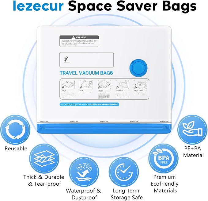 15 Pack Vacuum Storage Bags for Travel - Image 6