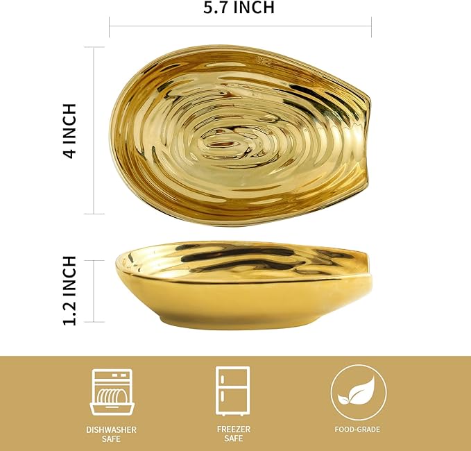 Hasense Spoon Rest for Stove Top, Ceramic Gold Spoon Holder for Stove Top and Kitchen Counter, Large Stable Heat-resistant Utensil Rest for Cooking, Spatula Ladles Tongs, Home Kitchen Decor, 1 PC