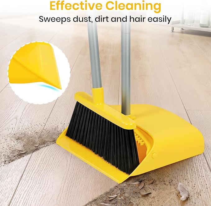 Stand Up Dustpan and Broom Set 50” Long Handle Broom - Image 5