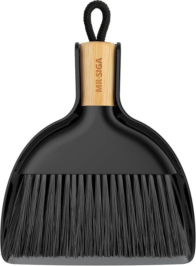 MR.SIGA Mini Dustpan and Brush Set, Bamboo Handle, 1 Set by MRSIGA