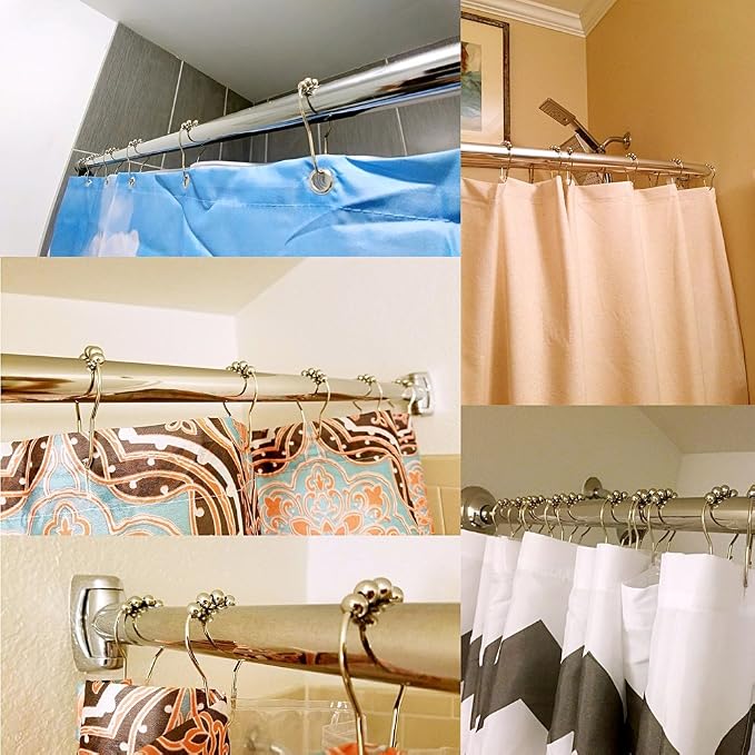 Premium Shower Curtain Rings Set of 12, Rust-Resistant Stainless Steel Hooks - Image 4