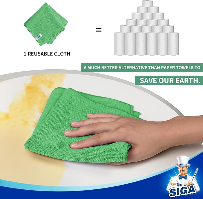 MR.SIGA Microfiber Cleaning Cloths, Streak Free Microfiber Towels, 12 Pack - Image 4