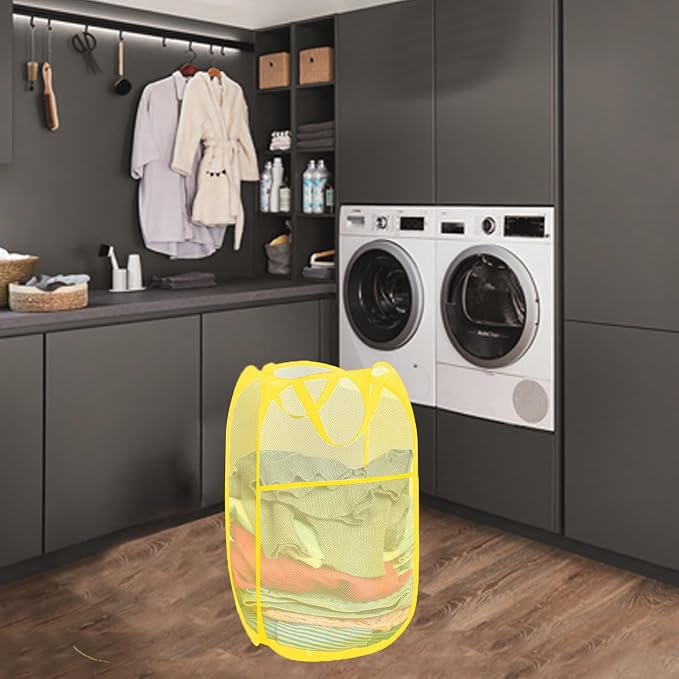 Mesh Collapsible Laundry Basket Foldable Pop Up Hamper Space Saving - Image 5