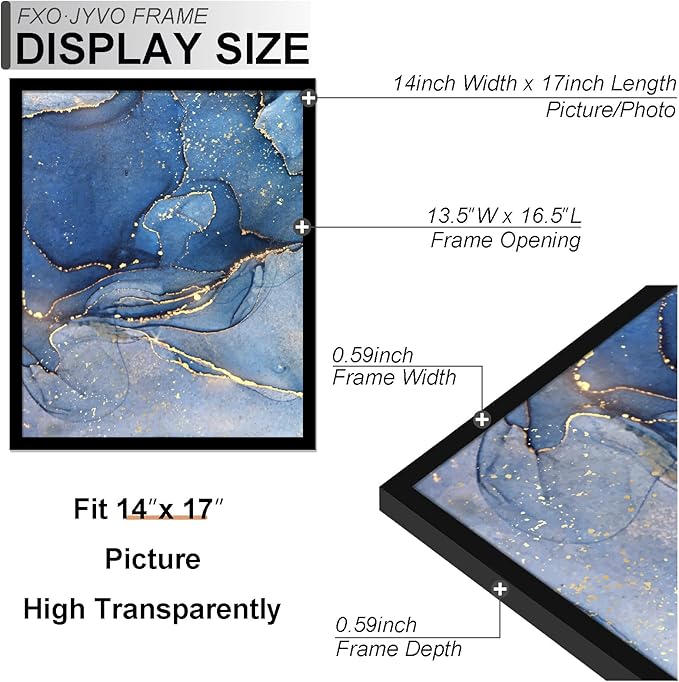 14x17 Picture Frame, Black Frame for 14 x 17 Inch Picture Poster Photo, Light Weight and High Transparent 14 by 17 Frame for Wall - 1 Pack/Black/14 x17