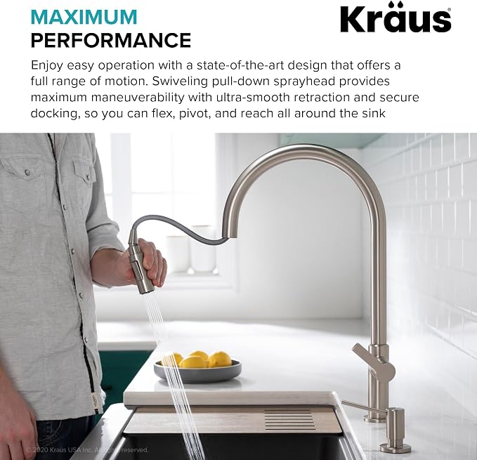 KRAUS Champagne Bronze 20 in Pull Down Kitchen Faucet KPF-2821SFACB | - Image 7