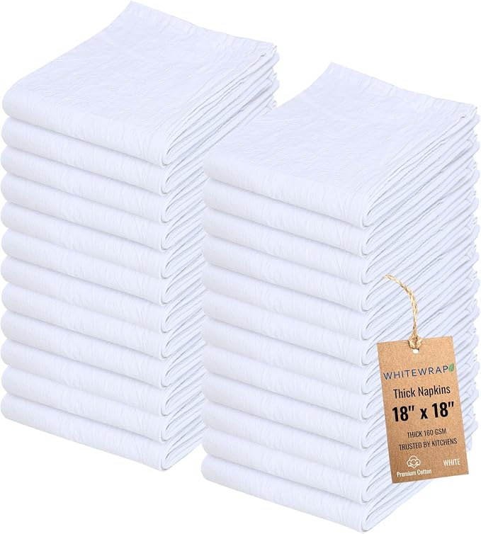 WHITEWRAP Flour Sack Towels 100% Cotton Dish Towel Reusable Baking Cloth by WHITEWRAP