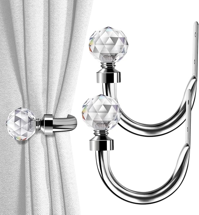 HIKMLK Crystal Curtain Holdbacks 2pcs, Metal Curtain Tieback Pull Back by HIKMLK