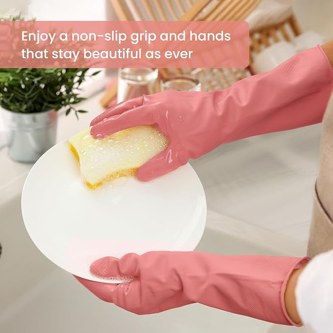Rubber Cleaning Gloves for Dishwashing, 12 Pairs Reusable Kitchen Gloves for - Image 3