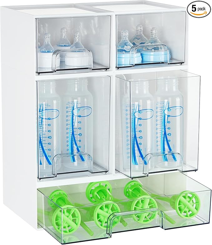 Vtopmart Stackable Storage Drawers Set of 5, Baby Bottle Organizer, Beauty by Vtopmart