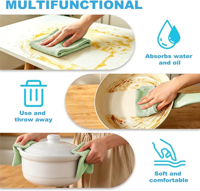 Puomue 55 Pack Microfiber Cleaning Cloth Roll, Tear Away Reusable Towels - Image 5