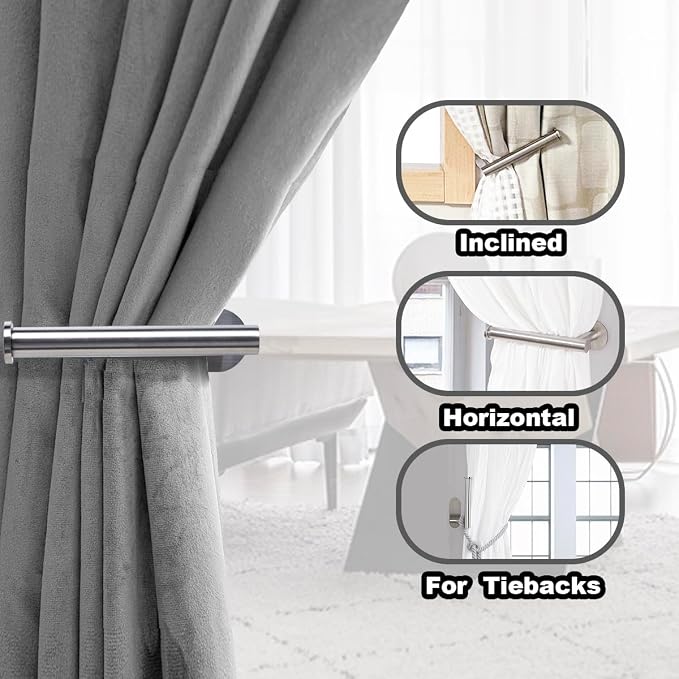 Adhesive Curtain Holdbacks No Drill, Wall Mounted Curtain Tie Backs Hooks - Image 3