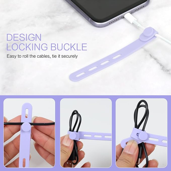 Donruby 24Pcs Silicone Cable Ties, Reusable Cord Organizer Straps, 5.12" - Image 5