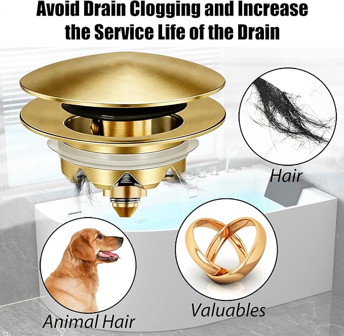 Anlige Bathtub Drain Stopper, Pop Up Tub Stopper and Cover, Bottom - Image 3