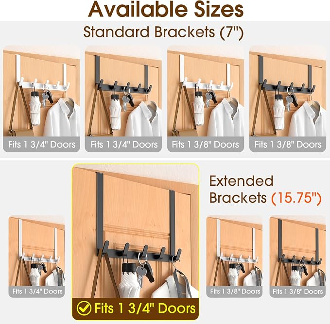 Long Over The Door Hooks with 15.75-inch Arms - Image 3