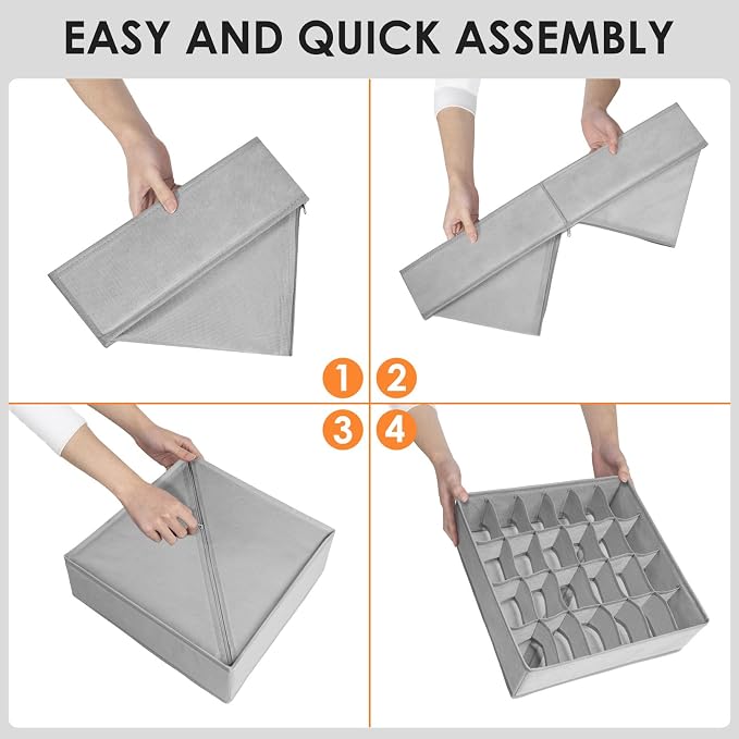 16 Pack Sock Underwear Drawer Organizer, 96 Cells Dresser Organizer - Image 7