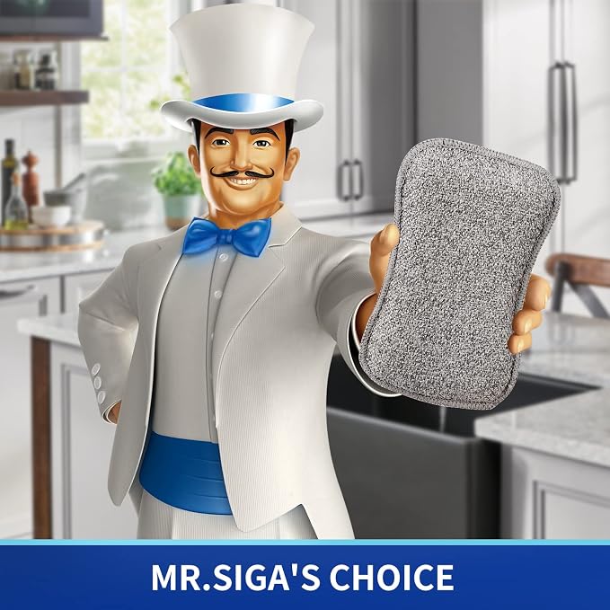 MR.SIGA Dual-Sided Scrub Sponges, Reusable Dishwashing Sponges, 6 Pack | Sponges - Image 2