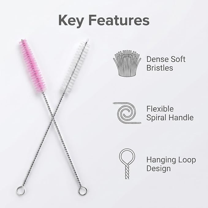 Straw Cleaner Brush, Reusable Metal Handles Straw Cleaner Brush Extra Long - Image 2