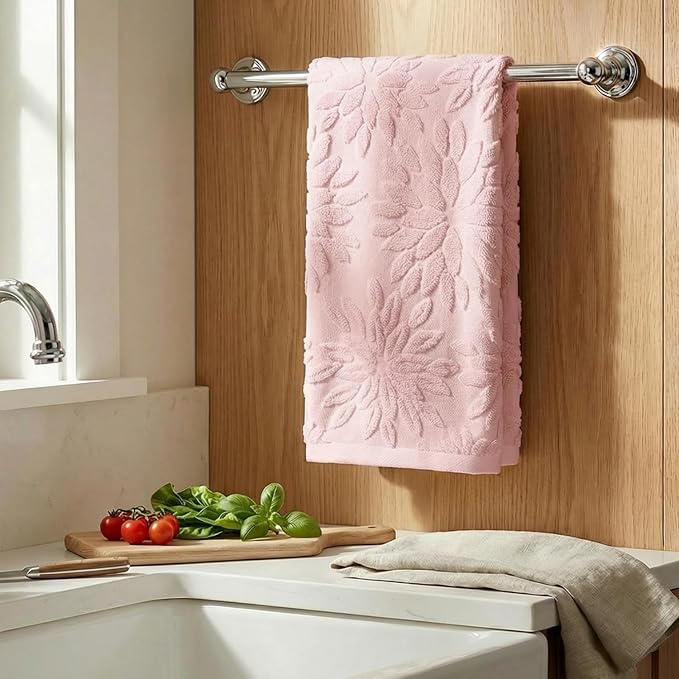 Artoid Mode 1 Pc Pink 3D Dahlia Floral Jacquard Hand Towels - Image 3